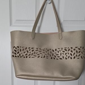 Source Unknown Beige Cut-Out Tote Bag